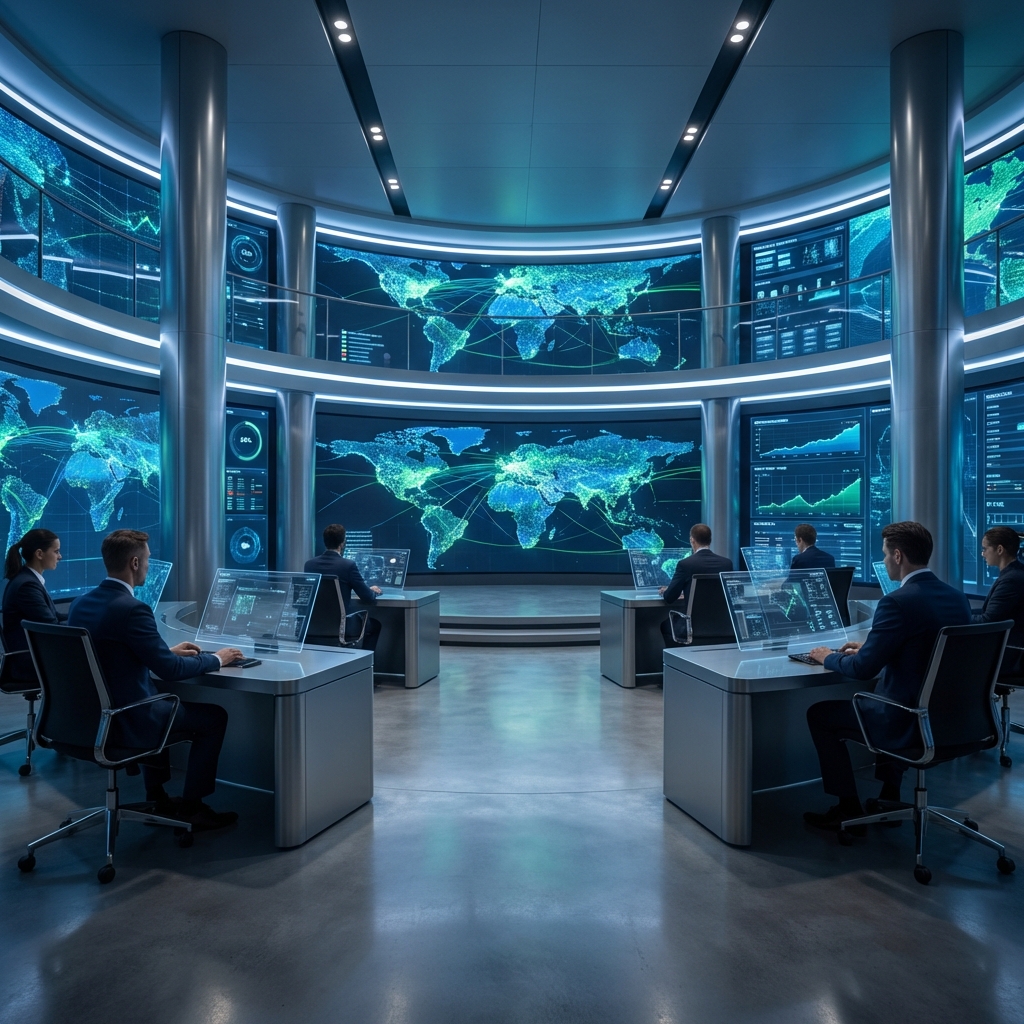 Modern logistics warehouse with automated systems